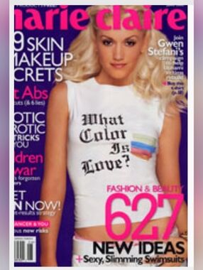 L.A.M.B. Gwen Stefani & Marie Claire Collab What Color Is Love? RARE White Tee